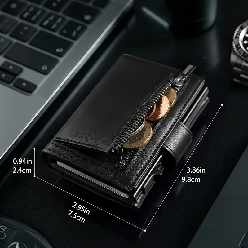Men's Genuine Leather Wallet with RFID Card Ejection
