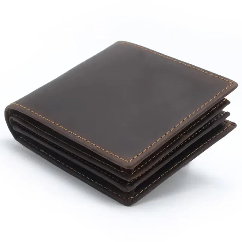 Men's Retro Genuine Leather Wallet with RFID Protection and Minimalist Design