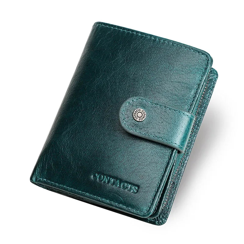 Genuine Crazy Horse Leather Wallet for Men – Wallet with Card Holder, Coin Pocket, and RFID Protection, Vintage Style