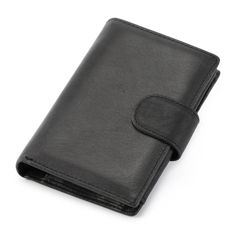 100% Genuine Cowhide Leather Men's Wallet with RFID Protection and Vintage Style