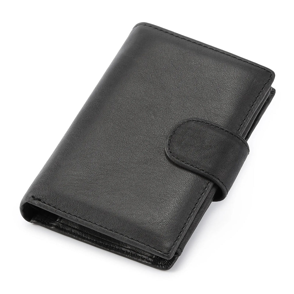 100% Genuine Cowhide Leather Men's Wallet with RFID Protection and Vintage Style
