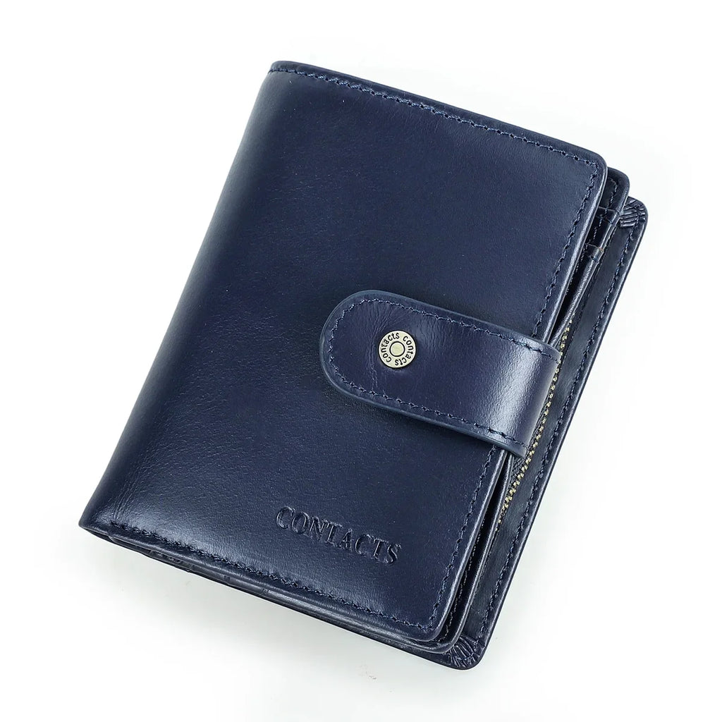 Genuine Crazy Horse Leather Wallet for Men – Wallet with Card Holder, Coin Pocket, and RFID Protection, Vintage Style