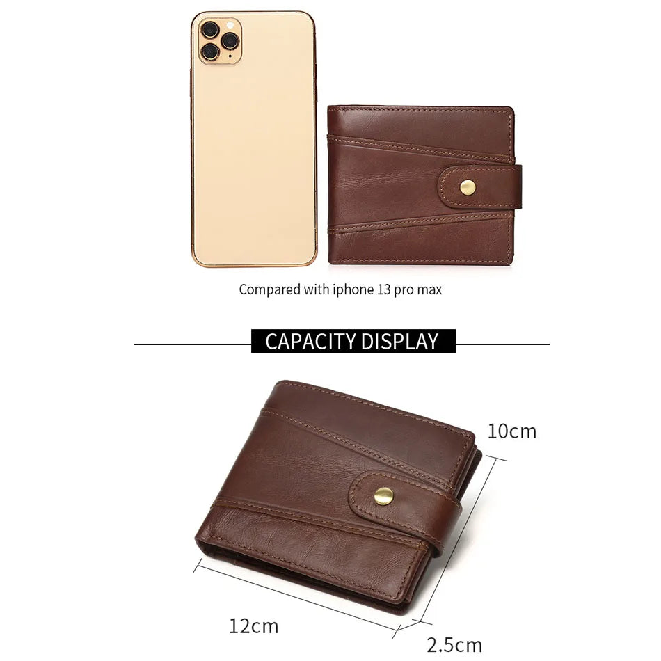 Men's Genuine Leather Wallet with RFID Protection and Coin Pocket