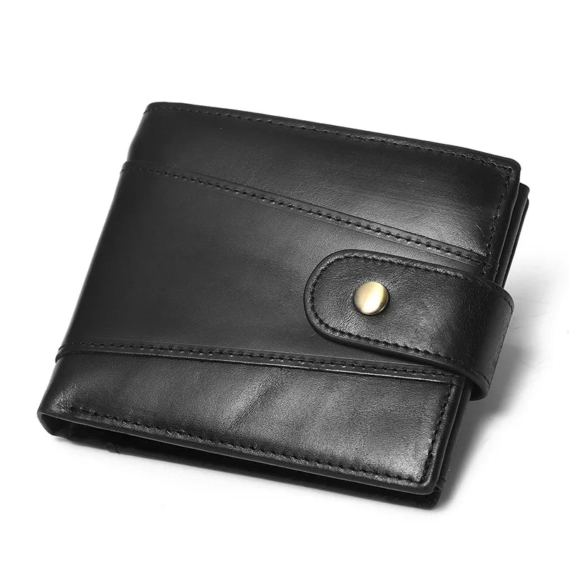 Men's Genuine Leather Wallet with RFID Protection and Coin Pocket