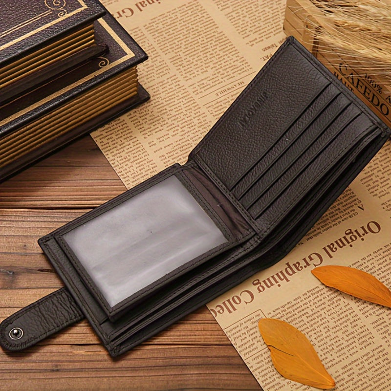 Men's Genuine Leather Personalized Wallet 6 Cards Black