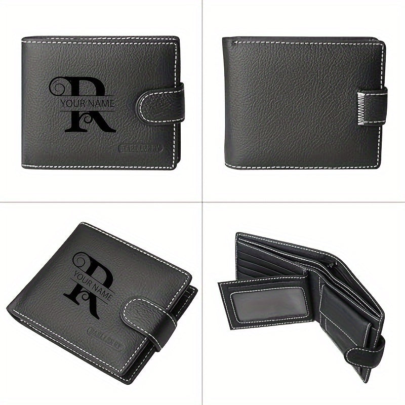 Men's Genuine Leather Personalized Wallet 6 Cards Black