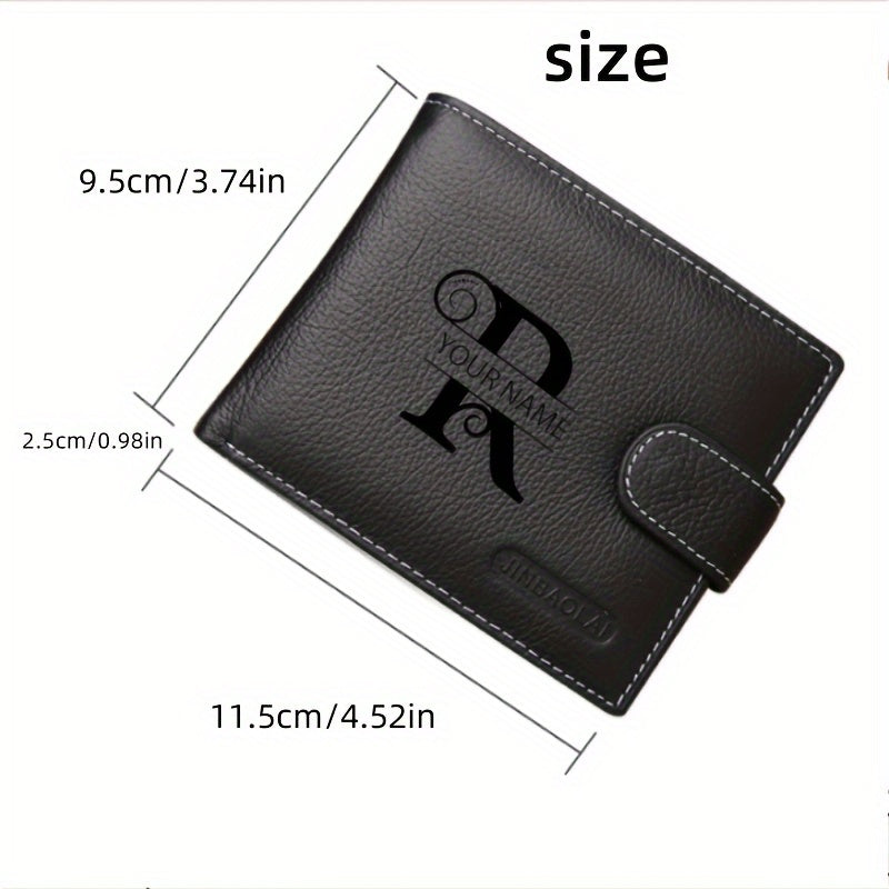 Men's Genuine Leather Personalized Wallet 6 Cards Black