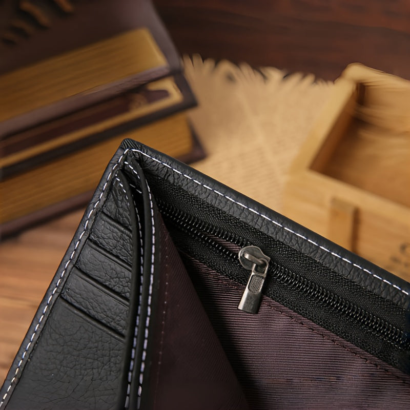 Men's Genuine Leather Personalized Wallet 6 Cards Black