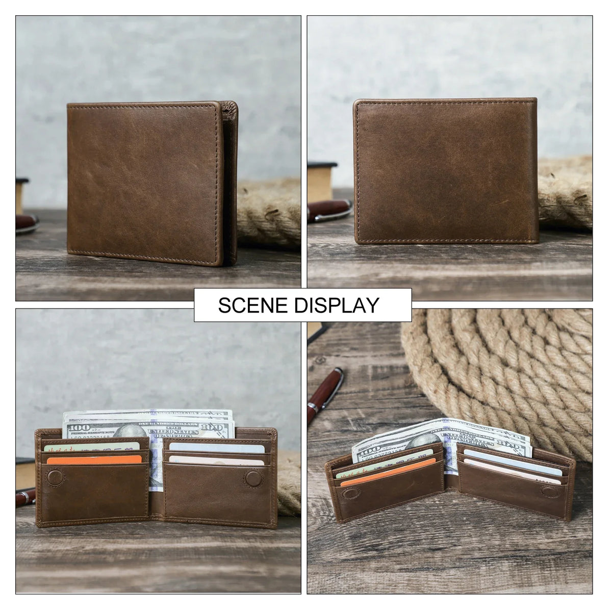 Slim Genuine Leather Wallet for Men - Mini Size Image