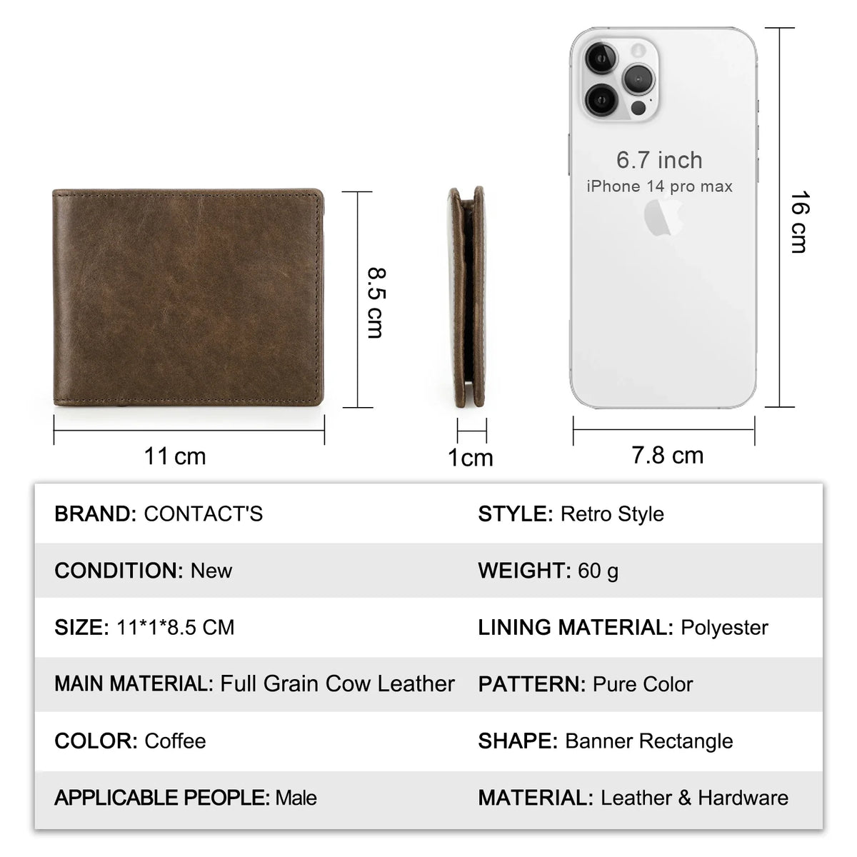 Slim Genuine Leather Wallet for Men - Mini Size Image