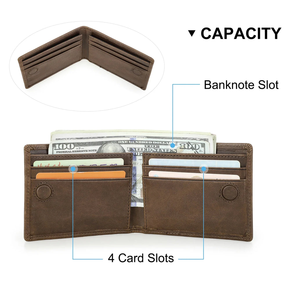 Slim Genuine Leather Wallet for Men - Mini Size