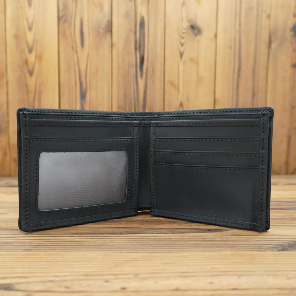 Men's Short Genuine Leather Wallet with Zippered Coin Pocket and Multiple Card Slots