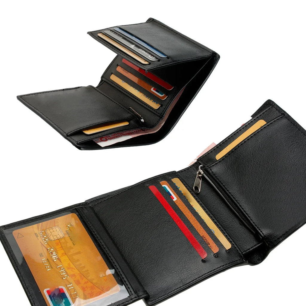 Compact PU Design Men's Wallet with Card Holder and Multiple Compartments
