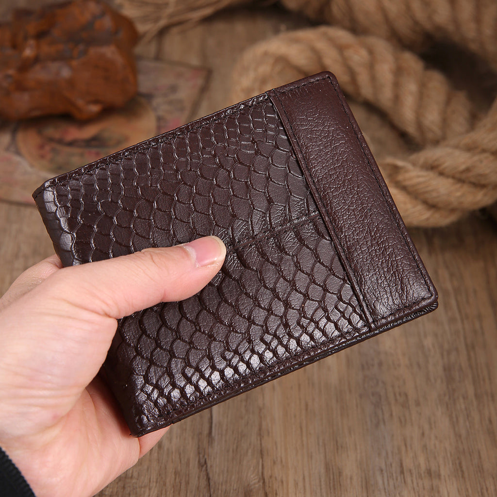 Men's PU Leather Wallet with Python Texture, Three Shades