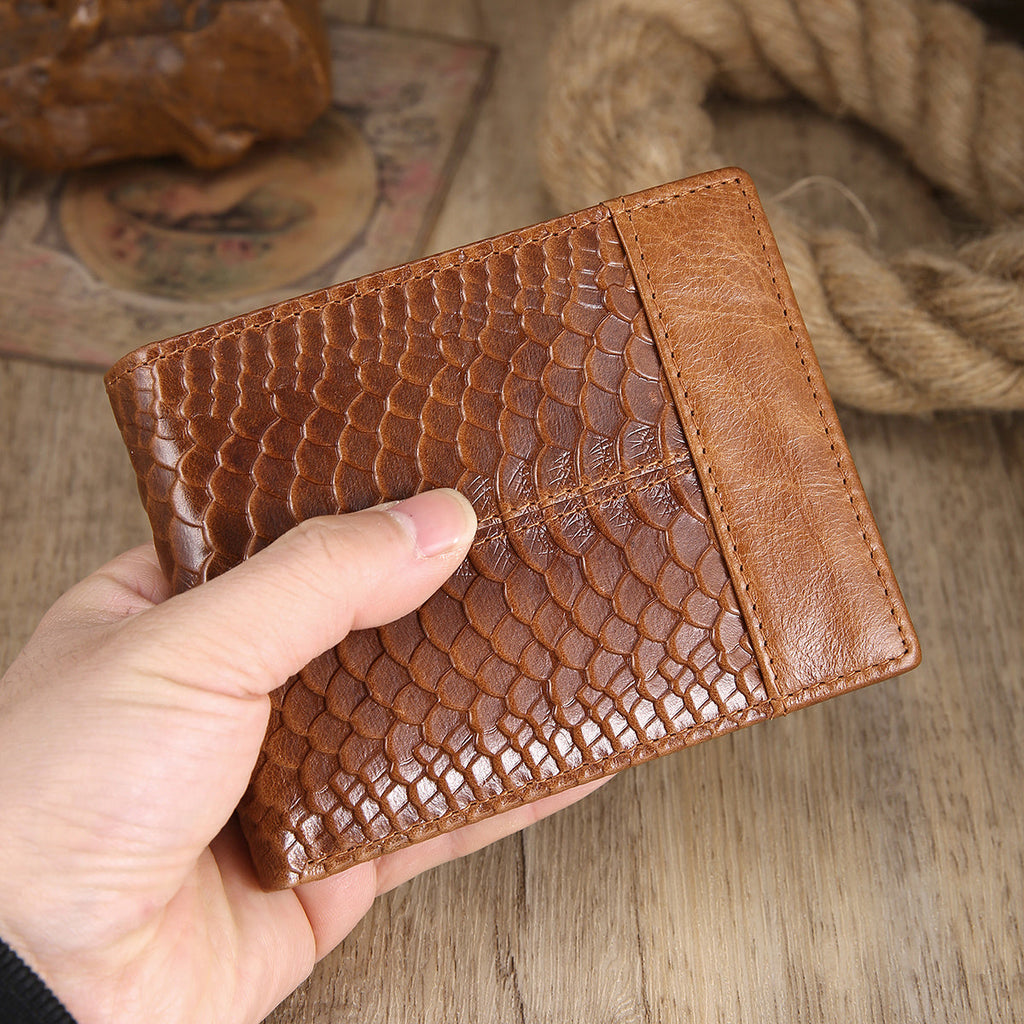 Men's PU Leather Wallet with Python Texture, Three Shades