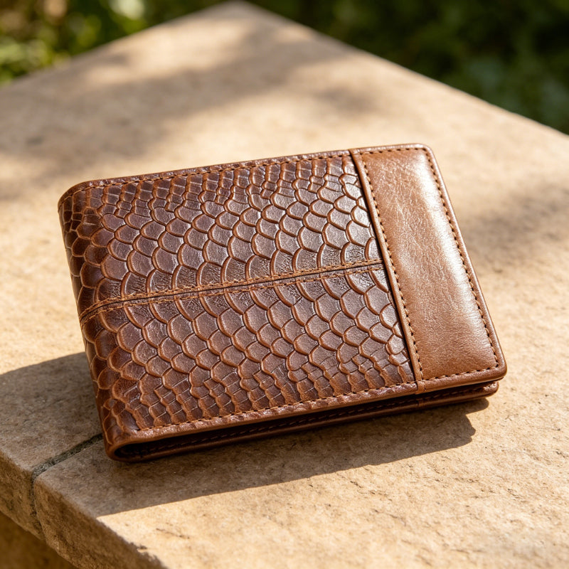 Men's PU Leather Wallet with Python Texture, Three Shades