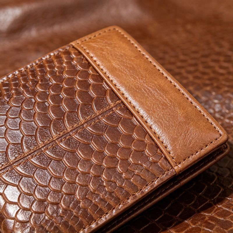 Men's PU Leather Wallet with Python Texture, Three Shades