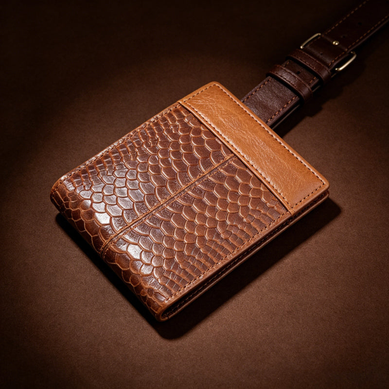 Men's PU Leather Wallet with Python Texture, Three Shades