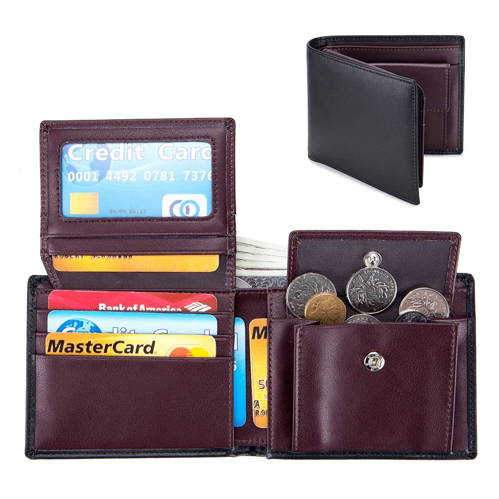 Genuine Cowhide Leather Men's Wallet with RFID Blocking