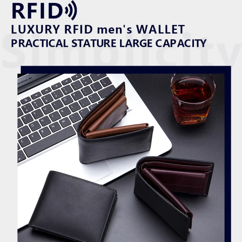 Genuine Cowhide Leather Men's Wallet with RFID Blocking