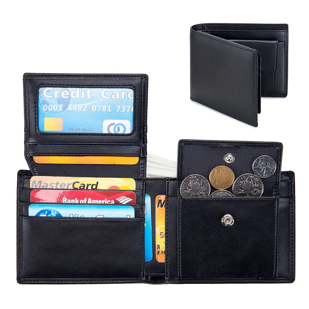 Genuine Cowhide Leather Men's Wallet with RFID Blocking