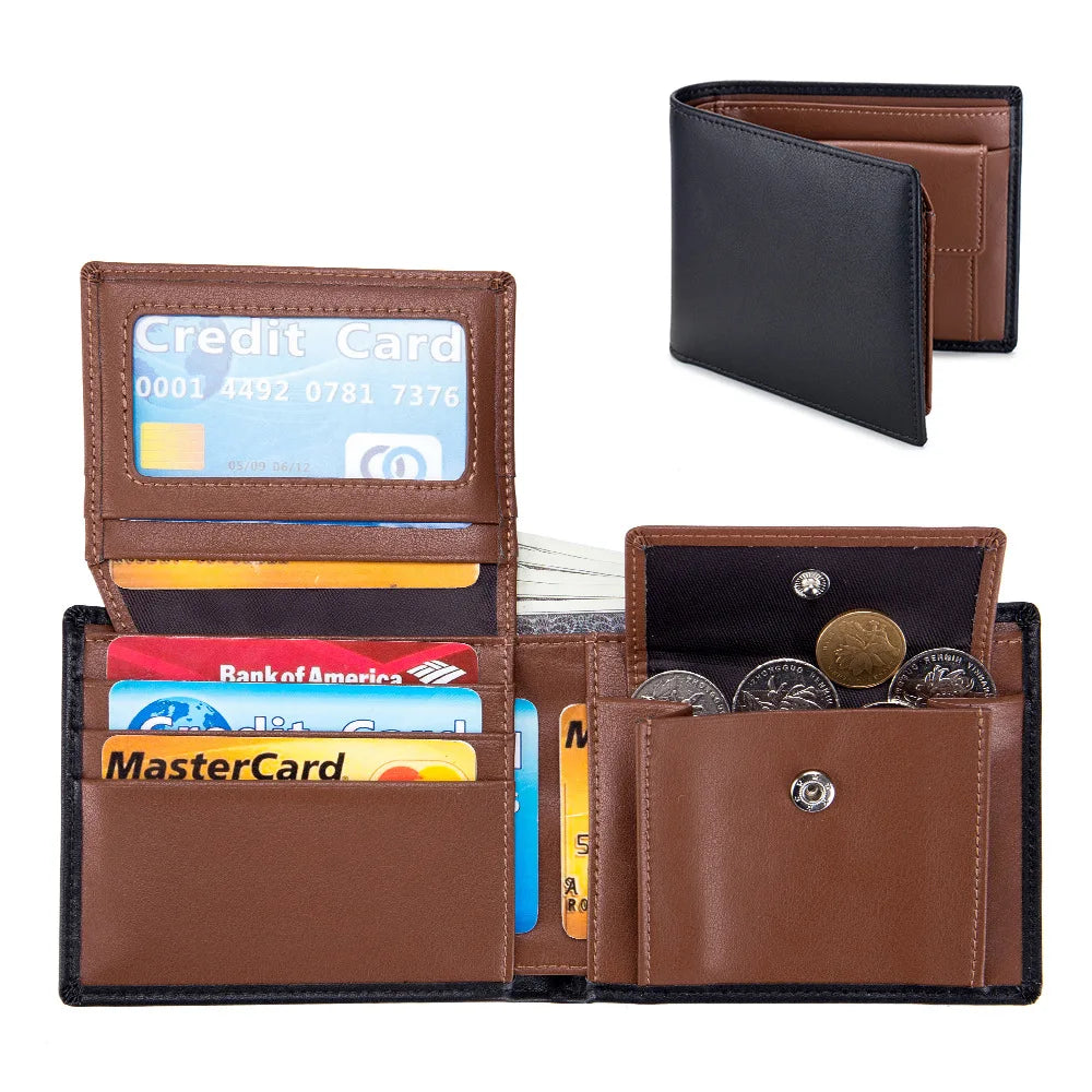 Genuine Cowhide Leather Men's Wallet with RFID Blocking