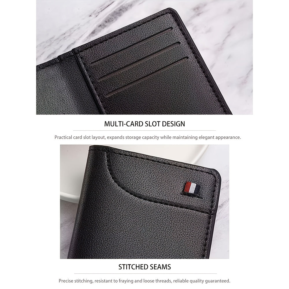 Men's 1.5 cm Faux Leather Wallet with ID Window