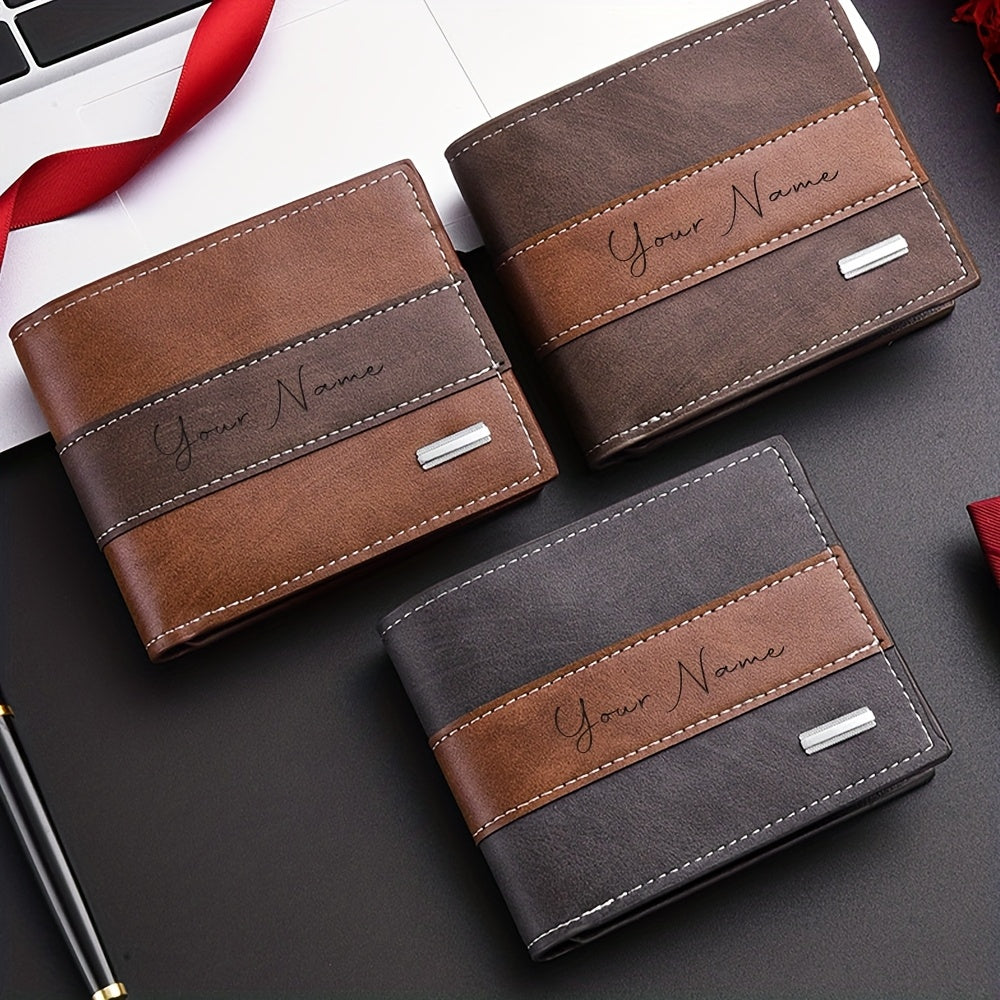 Personalized Two-Tone Slim Men's Wallet with Zippered Pocket