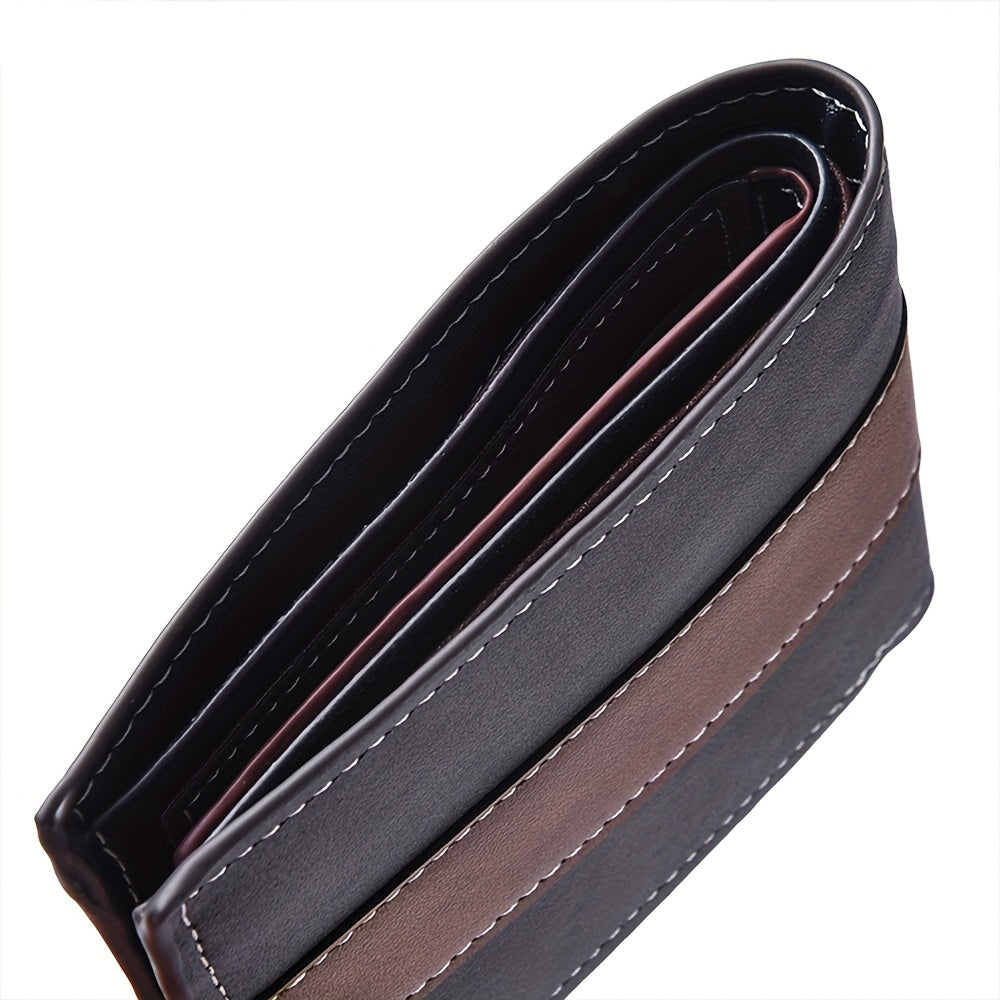 Personalized Two-Tone Slim Men's Wallet with Zippered Pocket