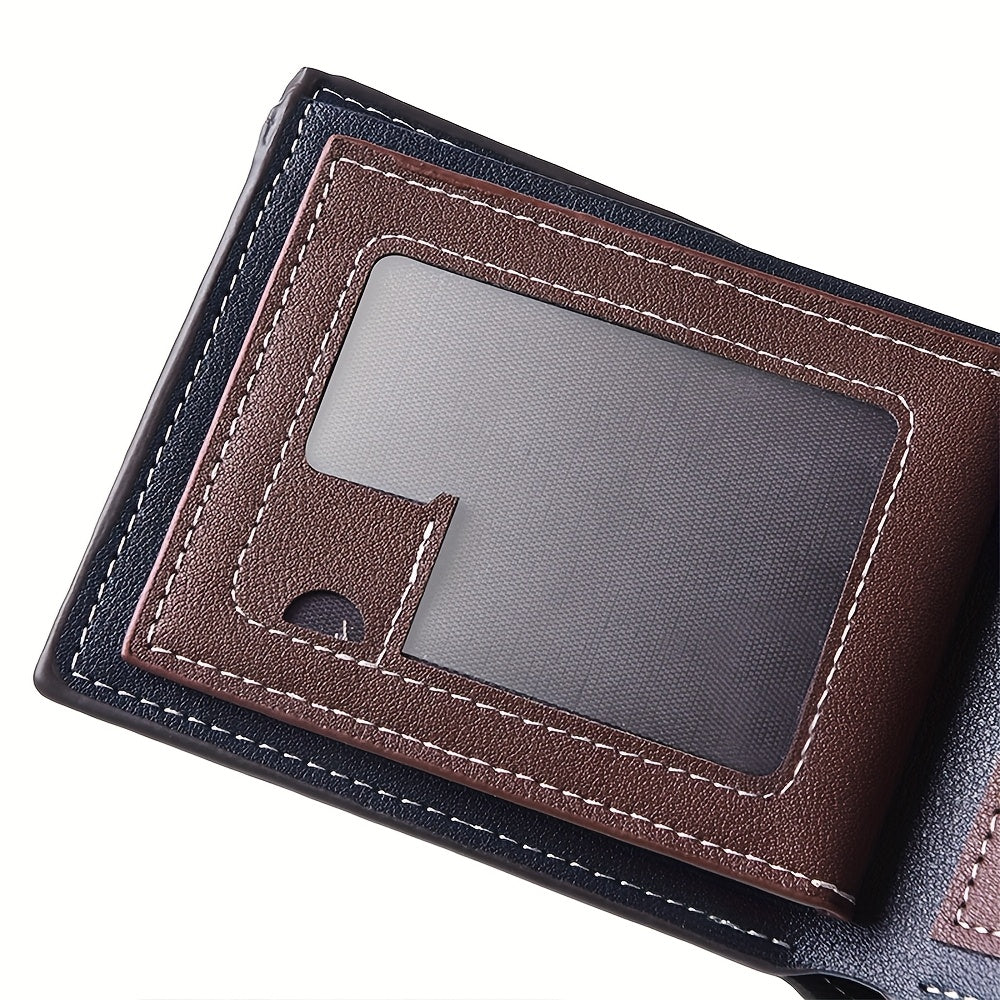 Personalized Two-Tone Slim Men's Wallet with Zippered Pocket