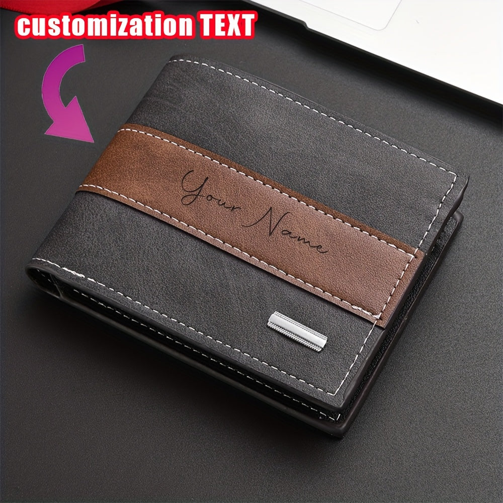 Personalized Two-Tone Slim Men's Wallet with Zippered Pocket