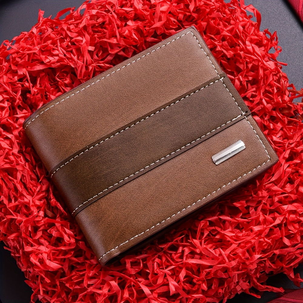 Personalized Two-Tone Slim Men's Wallet with Zippered Pocket