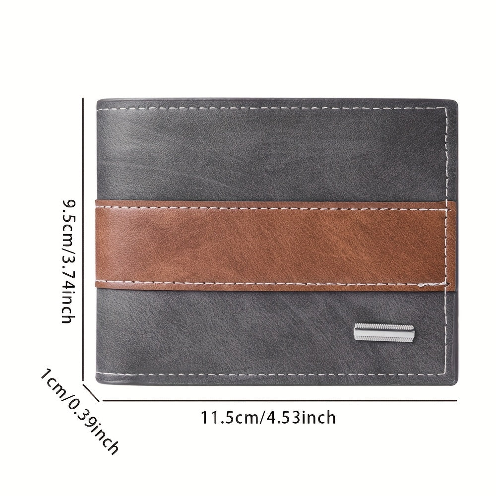 Personalized Two-Tone Slim Men's Wallet with Zippered Pocket