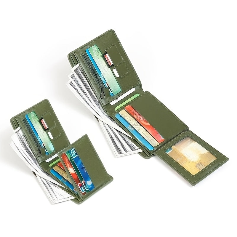 Men's Crocodile Embossed Wallet, Two-Fold PU Leather