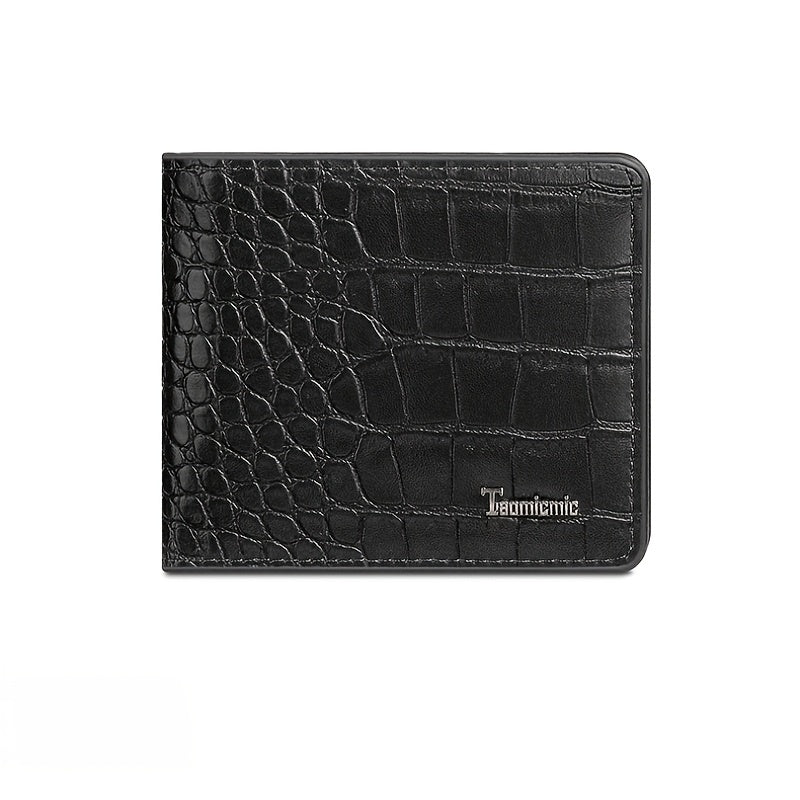 Men's Crocodile Embossed Wallet, Two-Fold PU Leather