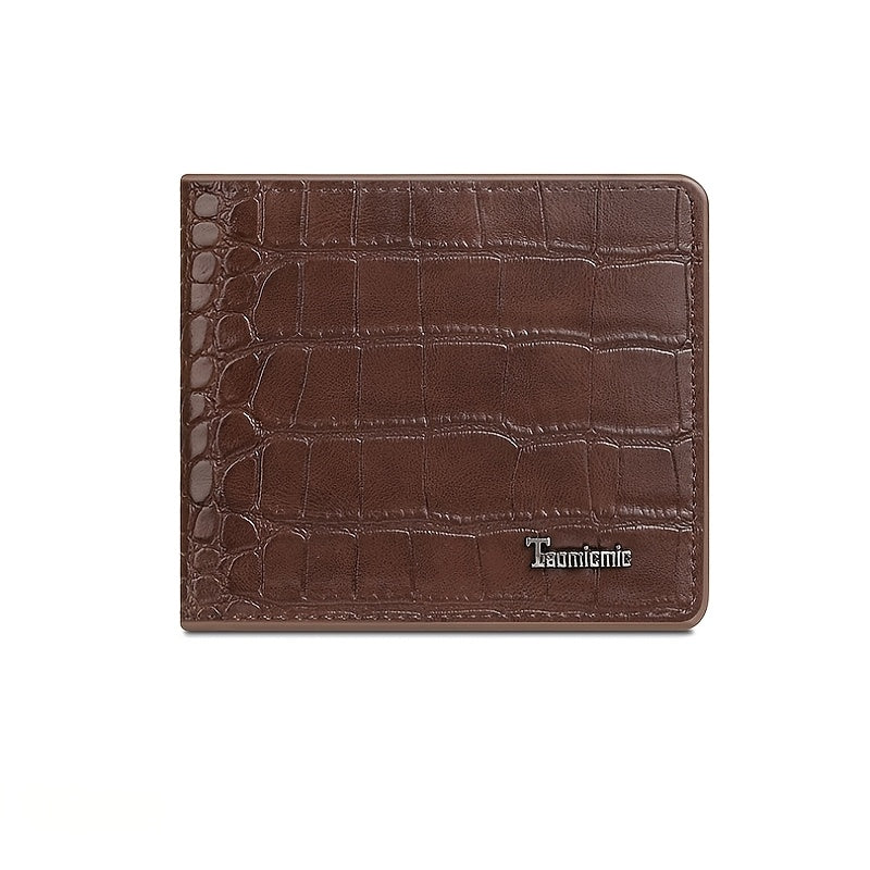 Men's Crocodile Embossed Wallet, Two-Fold PU Leather Image
