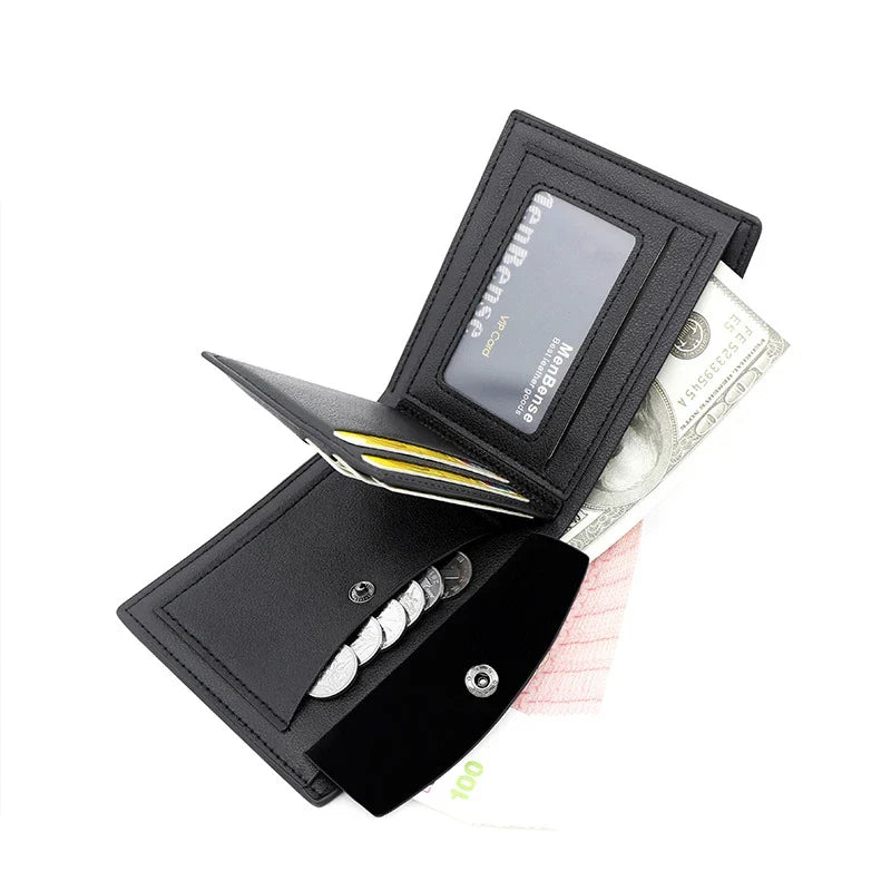 Men's Litchi Grain Wallet, Snap Closure 0.7 in