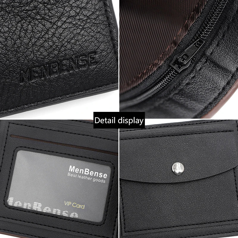 Men's Litchi Grain Wallet, Snap Closure 0.7 in