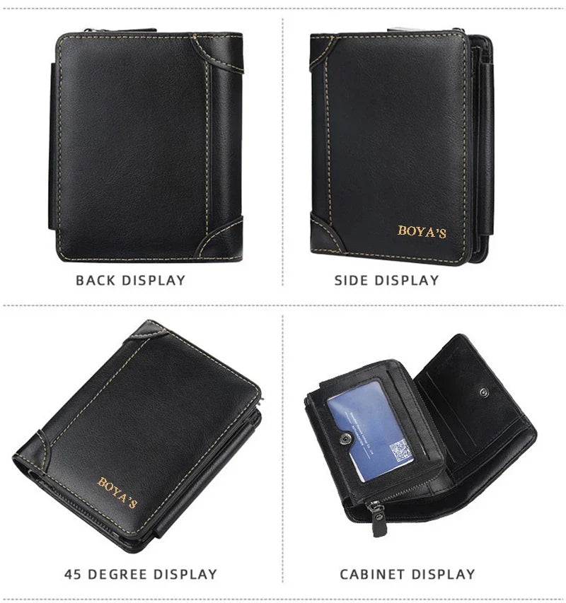 Men's Trifold Wallet with Large Capacity in PU Leather with Zip and Integrated Card Holder Image