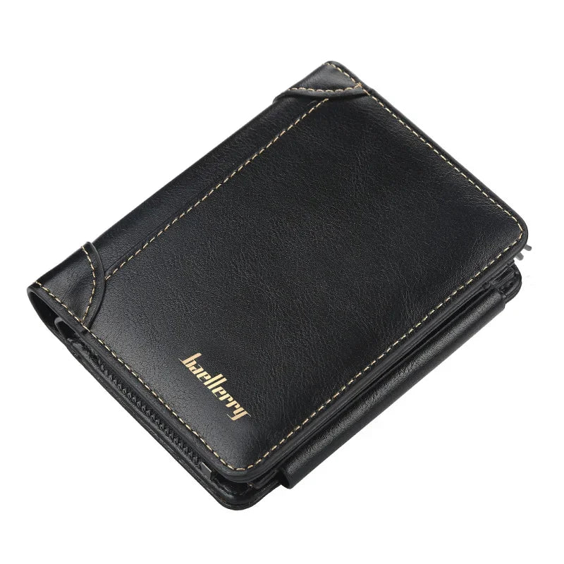 Men's Trifold Wallet with Large Capacity in PU Leather with Zip and Integrated Card Holder