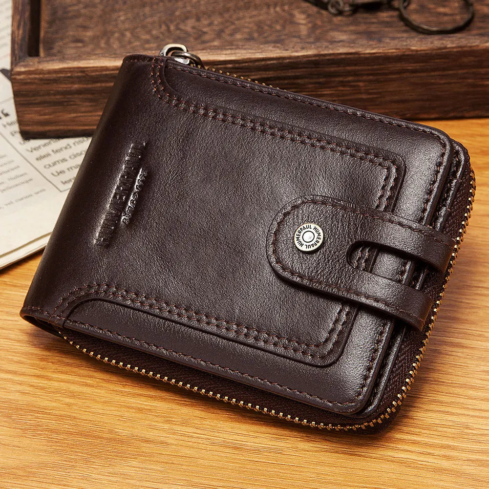 Genuine Leather Business Wallet with RFID Protection