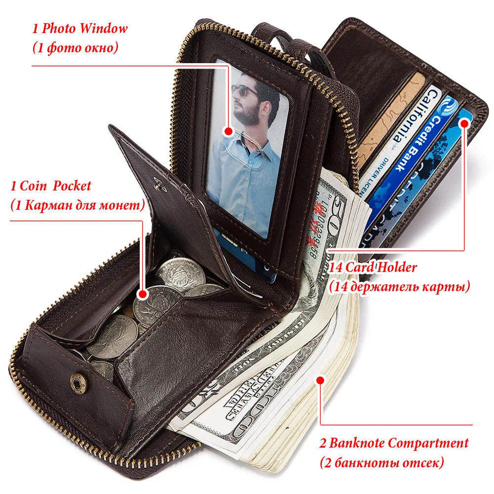 Genuine Leather Business Wallet with RFID Protection