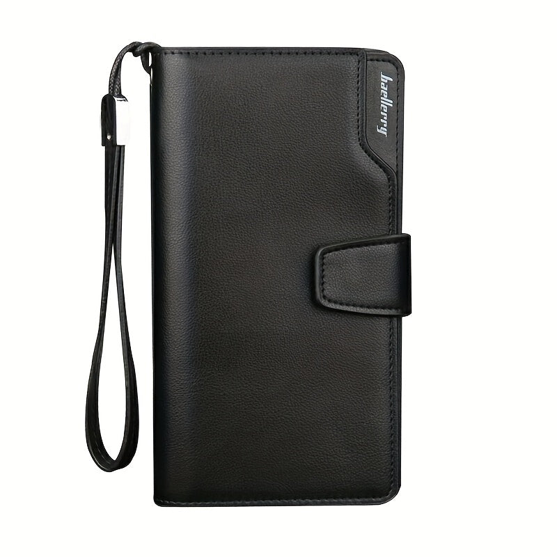 Long Men's Wallet with Snap Closure and Wrist Strap Image