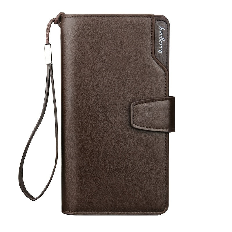 Long Men's Wallet with Snap Closure and Wrist Strap