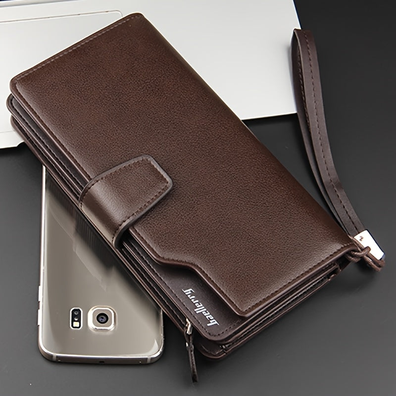 Long Men's Wallet with Snap Closure and Wrist Strap Image