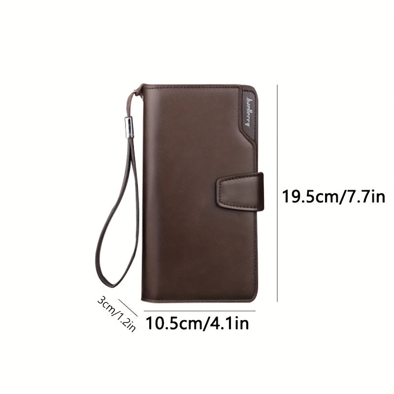 Long Men's Wallet with Snap Closure and Wrist Strap