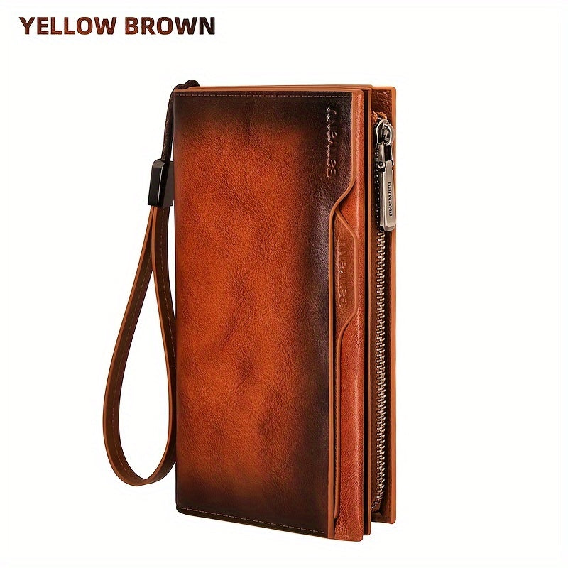 Men's Long Leather Wallet, 26 Cards and Removable Clip Image