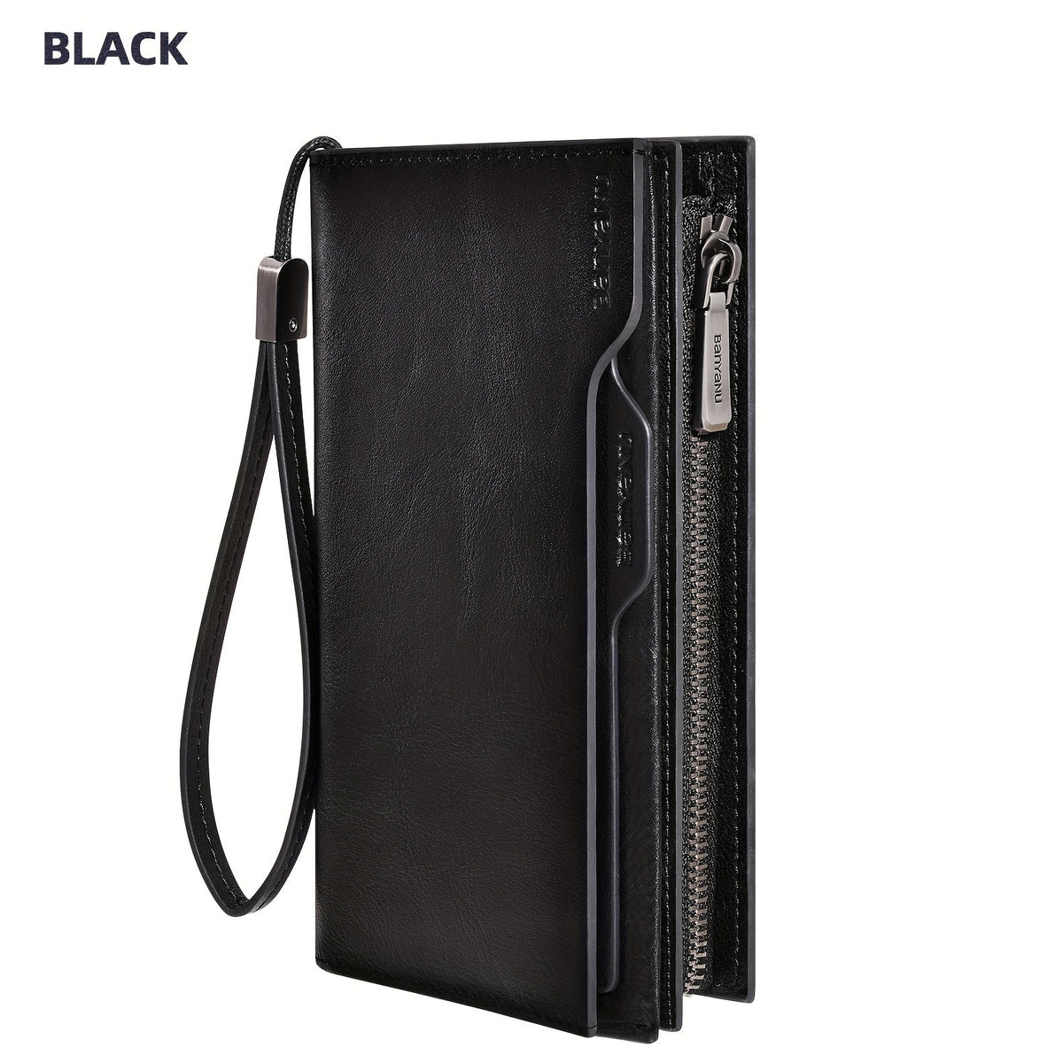 Men's Long Leather Wallet, 26 Cards and Removable Clip Image