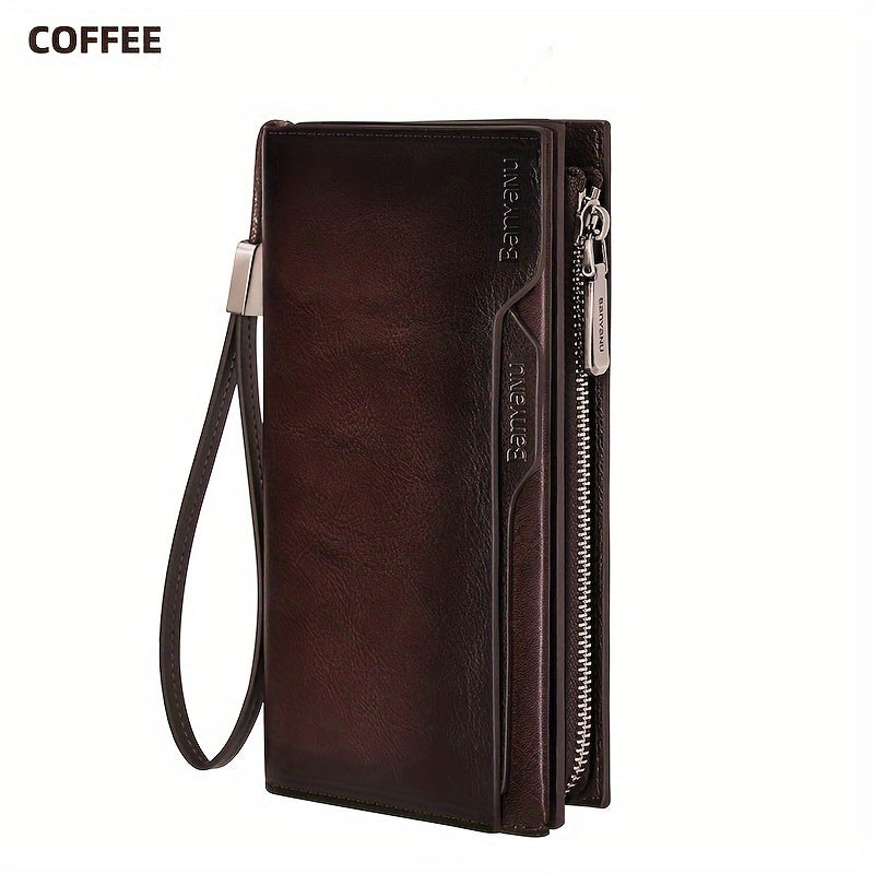 Men's Long Leather Wallet, 26 Cards and Removable Clip Image