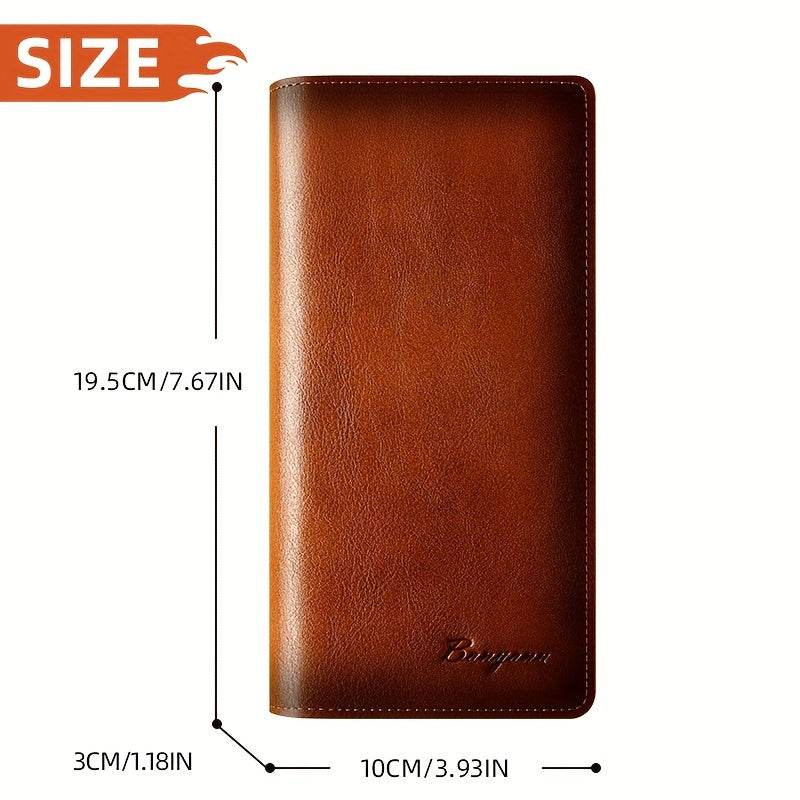 Men's Long Genuine Leather Wallet with Phone Pocket